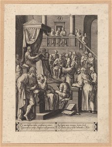The Dispute with the Doctors 1576 print by Chrispijn van den Broeck, S.I 1047, Prints Department, Royal Library of Belgium