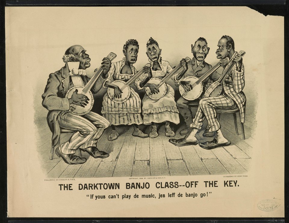 The darktown banjo class-off the key- If yous can't play de music, jes leff de banjo go! LCCN91724113