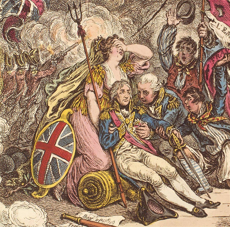 The death of Admiral Lord Nelson - in the moment of victory! by James Gillray (cropped)