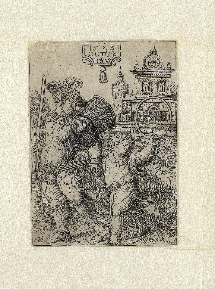 The Drummer with the Boy print by Dirck Vellert, S.V 96758, Prints Department, Royal Library of Belgium