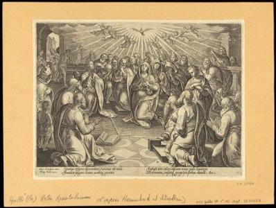 The Descent of The Holy Ghost 1582 print by Stradanus, S.I 55754, Prints Department, Royal Library of Belgium