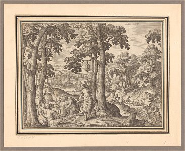 The Depravity of Mankind Before the Flood print by Hans Bol, S.III 99004, Prints Department, Royal Library of Belgium