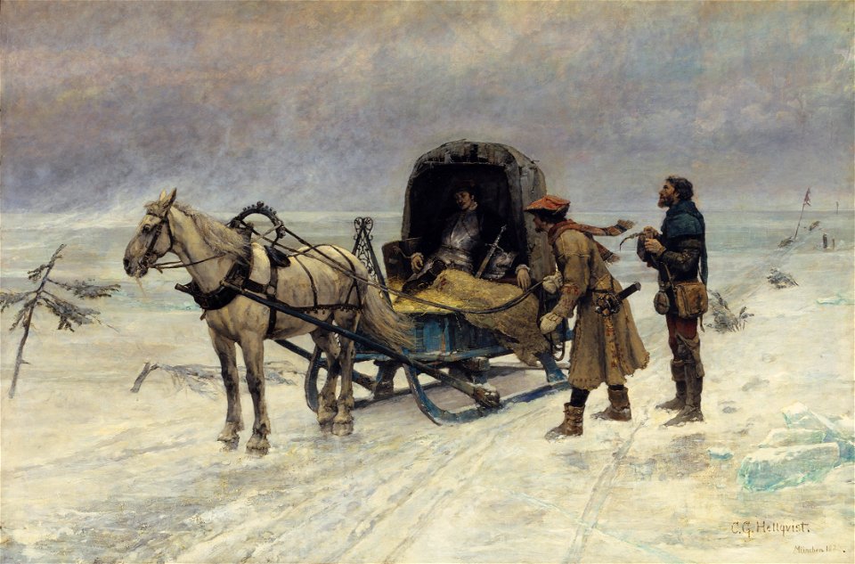The Death of Sten Sture the Younger on the Ice of Lake Mälaren (Carl Gustaf Hellqvist) - Nationalmuseum - 18562
