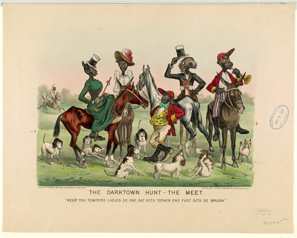 The darktown hunt-the meet- Keep you tempers ladies de one dat gits tother end fust gits de brush. LCCN91724497