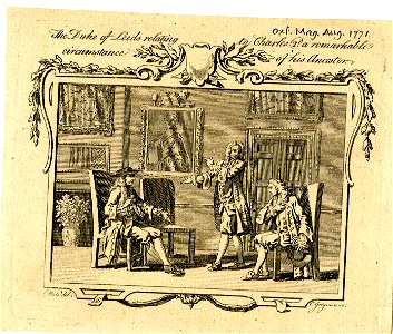 The Duke of Leeds relating to Charles 2d a remarkable circumstance of his ancestor (BM 1868,0808.9973). Free illustration for personal and commercial use.