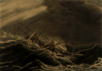 The East India Ship 'Duke of Buccleuch', (Captn Alexr Henning) in a Hurricane off the Mauritius, attempting to wear PY9325