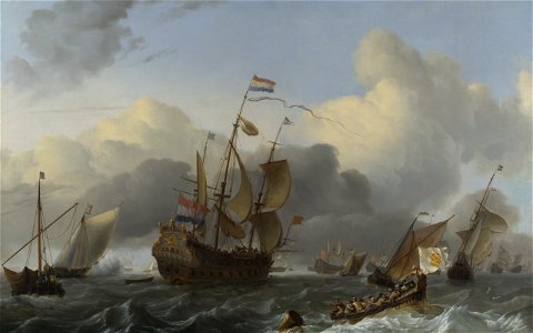 The Eendracht and a Fleet of Dutch Men-of-war. Free illustration for personal and commercial use.