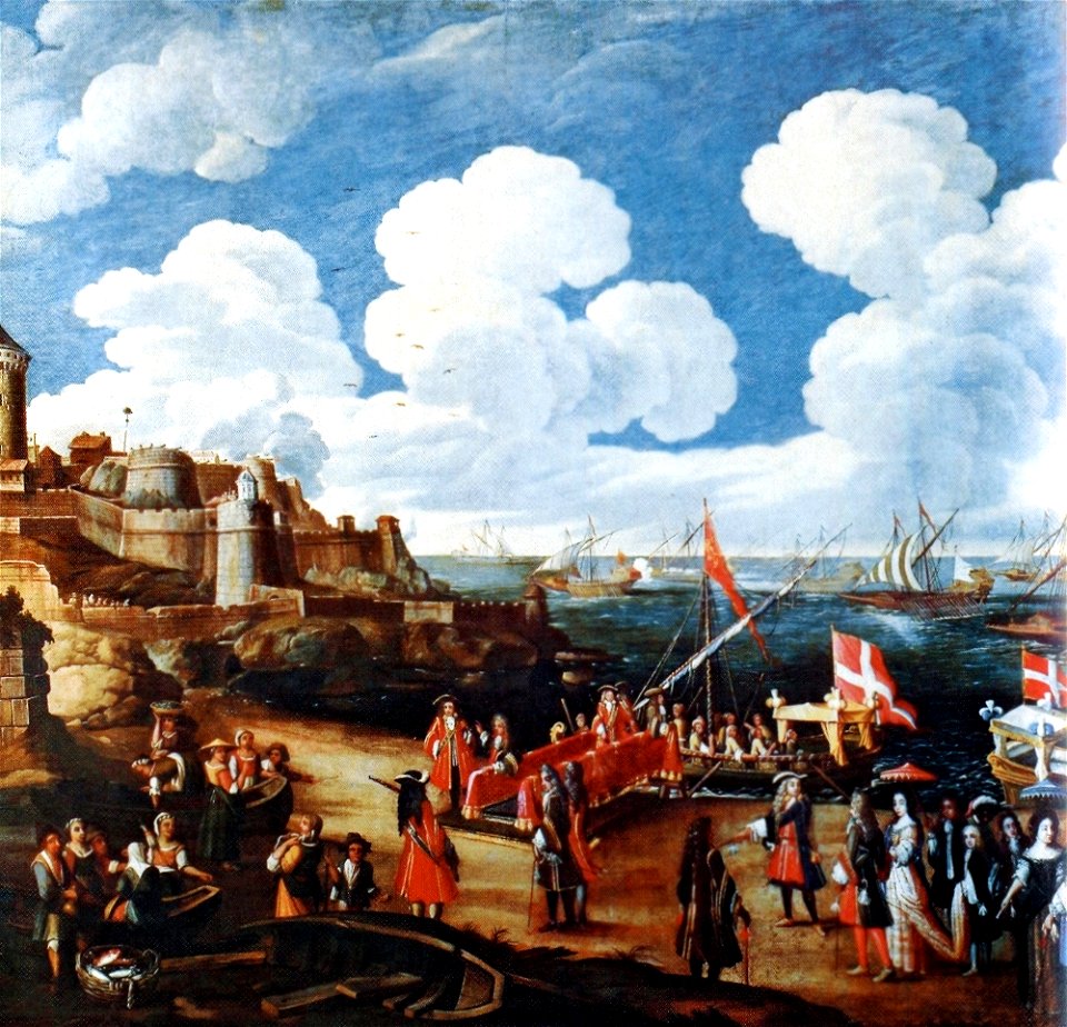 The Duke and Duchess of Savoy departing from Nice, France for Palermo to be crowned King and Queen of Sicily, 1713, unknown artist
