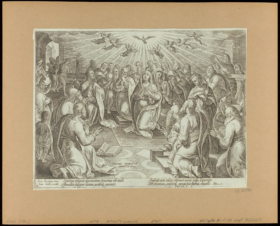 The Descent of The Holy Ghost 1582 print by Stradanus, S.I 55789, Prints Department, Royal Library of Belgium