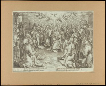 The Descent of The Holy Ghost 1582 print by Stradanus, S.I 55789, Prints Department, Royal Library of Belgium