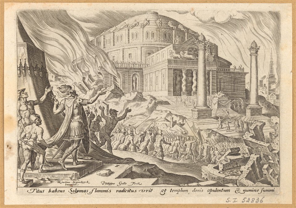 The Destruction of Jerusalem by Emperor Titus 1569 print by Maarten van Heemskerck, S.I 52836, Prints Department, Royal Library of Belgium