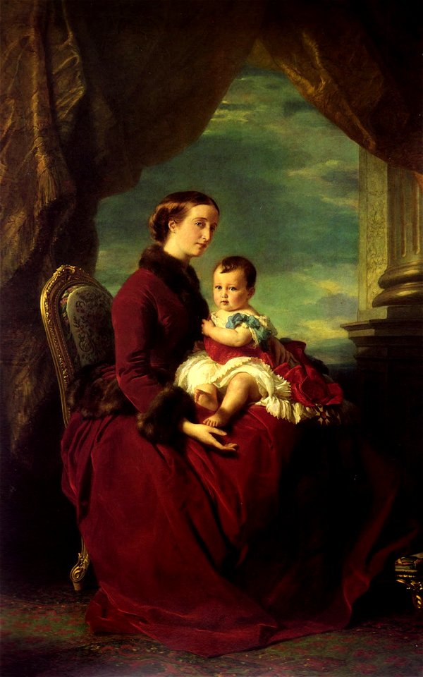 The Empress Eugenie holding her son