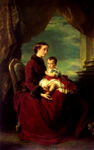 The Empress Eugenie holding her son