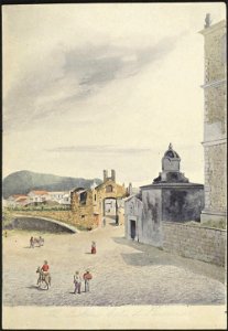 The eastern gate of Panama, 1855, watercolour by James Gay Sawkins