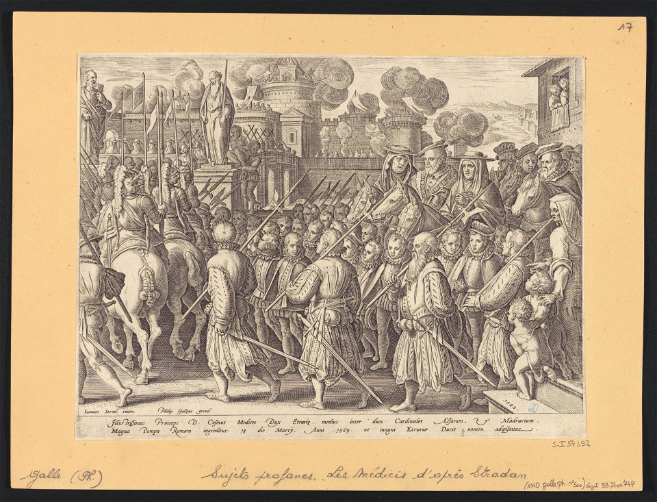 The Entry of Cosimo I into Rome 1582 print by Stradanus, S.I 54392, Prints Department, Royal Library of Belgium