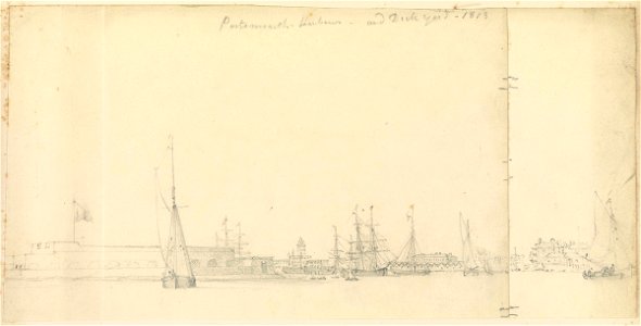 The entrance to Portsmouth Harbour and the Dockyard, 1813 RMG PZ0934