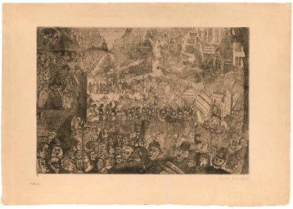 The Entry of Christ into Brussels, print by James Ensor, 1895, Prints Department, Royal Library of Belgium, F. 27016