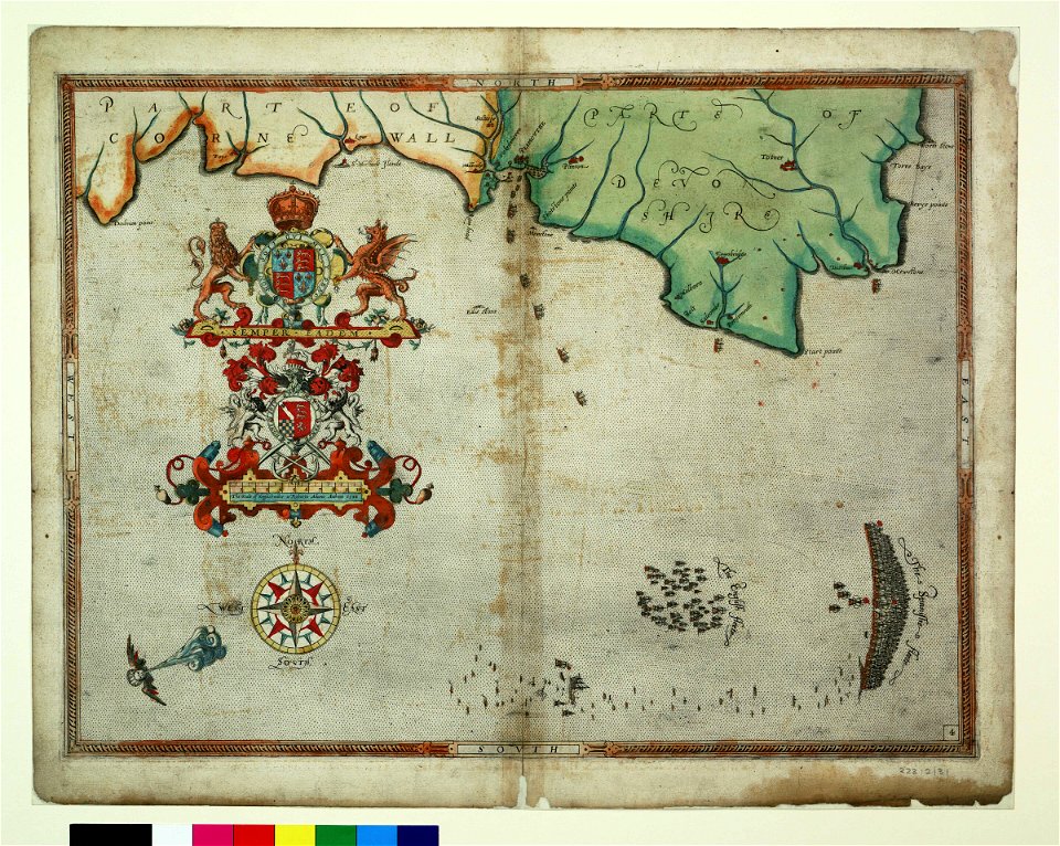 The English pursue the Spanish fleet east of Plymouth on 31 July - 1 August 1588 RMG F8042