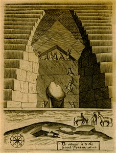 The entrance to the Great Pyramis - Sandys George - 1615. Free illustration for personal and commercial use.