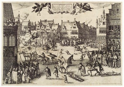 The execution of Guy Fawkes' (Guy Fawkes) by Claes (Nicolaes) Jansz Visscher. Free illustration for personal and commercial use.
