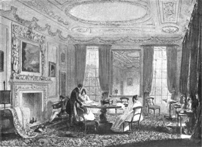 The drawing-room, Dunsland, Devon (An Old English Home and Its Dependencies). Free illustration for personal and commercial use.