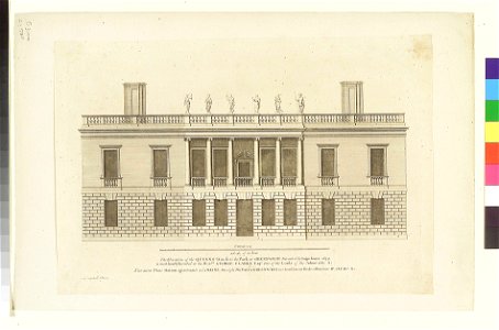 The Elevation of the Queens House to the Park at Greenwich Invented by Inigo Jones 1639 RMG PY3292
