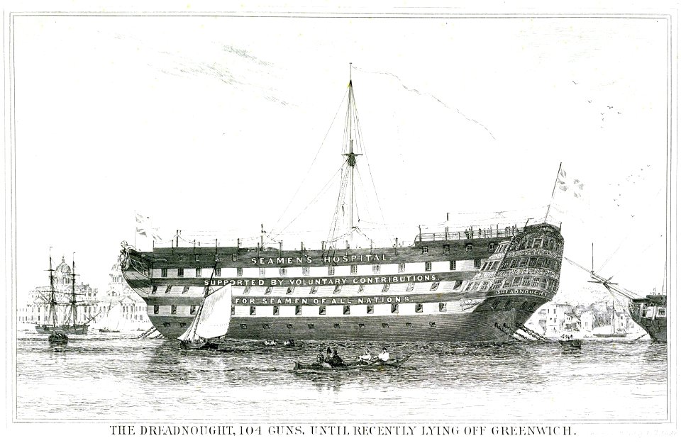 The Dreadnought, 104 Guns, until recently lying off Greenwich RMG PU6061