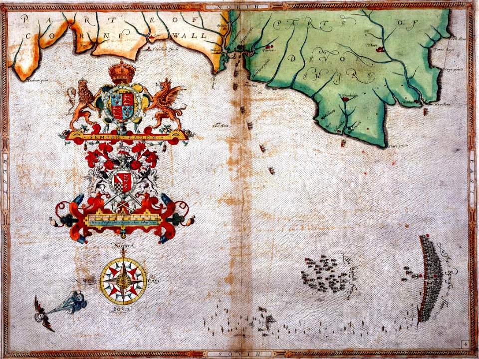 The English pursue the Spanish fleet east of Plymouth on 31 July - 1 August 1588 RMG D3294