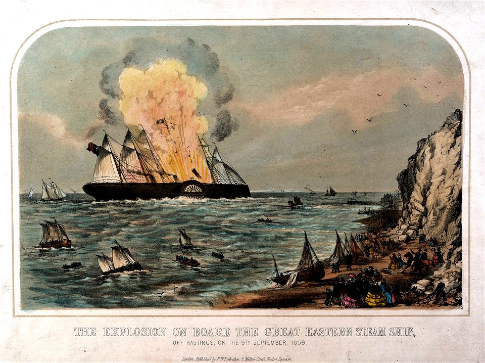 The Explosion on board the Great Eastern Steam Ship, off Hastings, on the 9th September, 1859 RMG PY0309