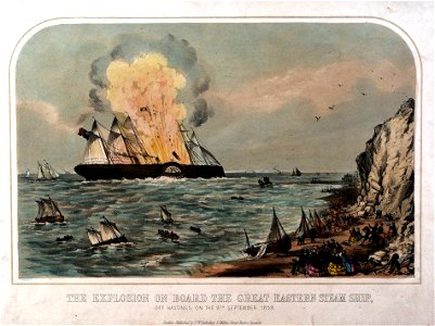 The Explosion on board the Great Eastern Steam Ship, off Hastings, on the 9th September, 1859 RMG PY0309