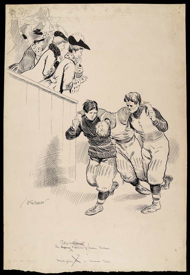 The educational influence of modern football; or Thanksgiving day on Marshall Field, November 29,... (NBY 1429)