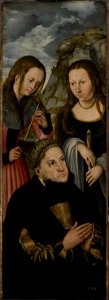 The Elector Frederic the Wise of Saxony (1463-1525) with the Saints Ursula (left) and Genevieve (right) (DK SMK KMSsp730 FR036 2008-04-20 Overall)