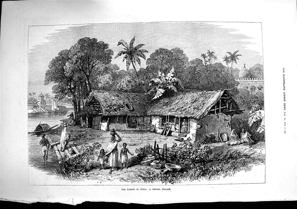The famine in India- a Bengali village; from the Illustrated London News, 1874