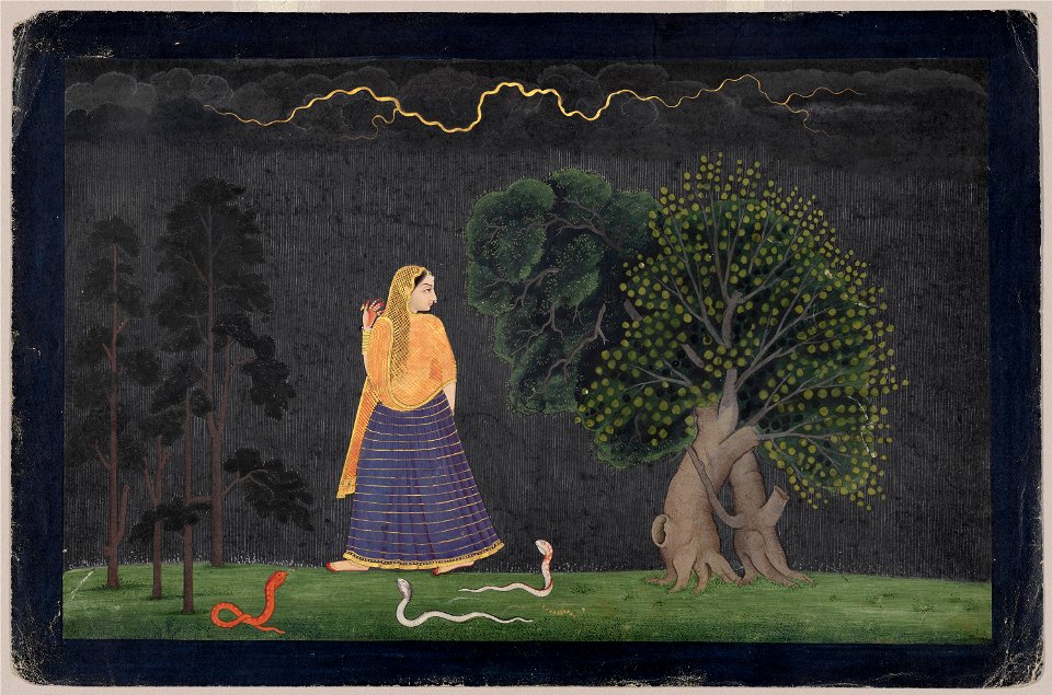 The Family of Nainsukh - Heroine Rushing to Her Lover (Abhisarika Nayika ) - Google Art Project