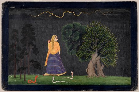 The Family of Nainsukh - Heroine Rushing to Her Lover (Abhisarika Nayika ) - Google Art Project