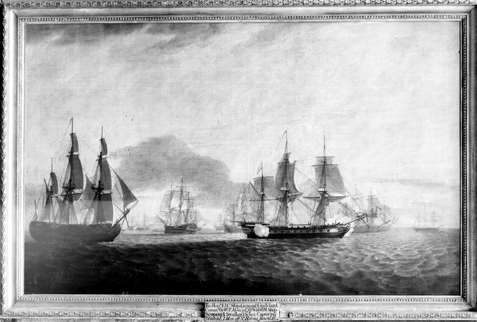 The East Indiaman 'General Goddard' Capturing Dutch East Indiamen, June 1795 RMG 2298