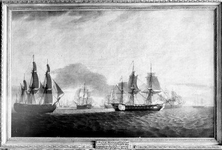 The East Indiaman 'General Goddard' Capturing Dutch East Indiamen, June 1795 RMG 2298