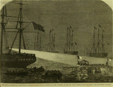 The Fetes at Cherbourg, the Emperor Napoleon's State Gondola lighted from the 'Diadem' - ILN 1858