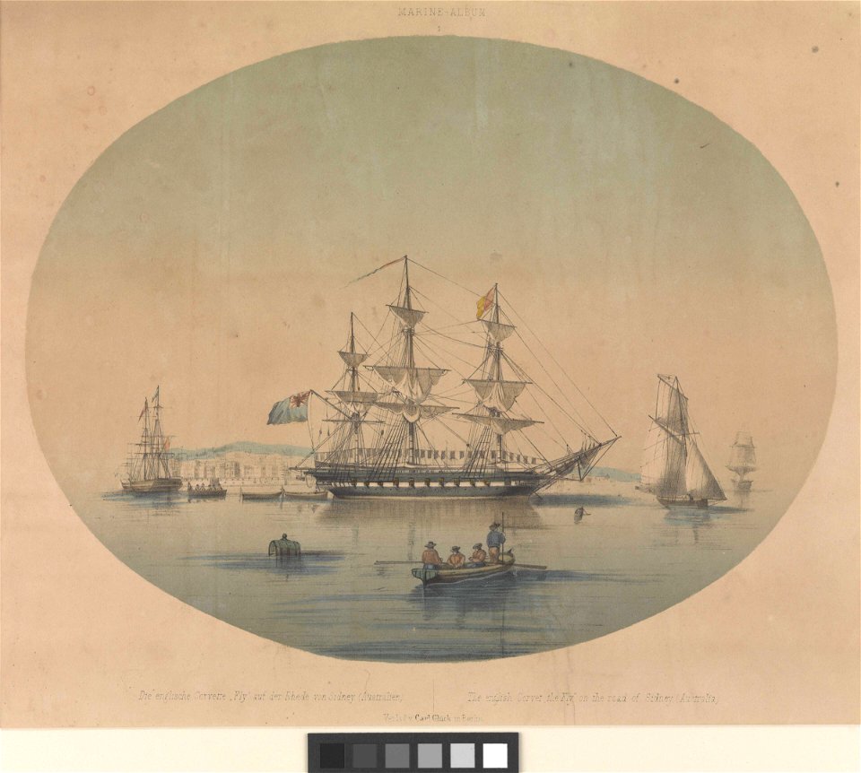 The English corvette 'Fly' outside Sydney harbour RMG PW8053