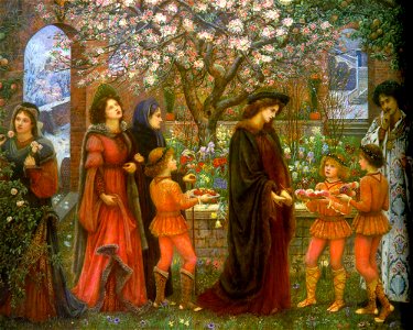 The Enchanted Garden of Messer Ansaldo by Marie Spartali Stillman (1889). Free illustration for personal and commercial use.