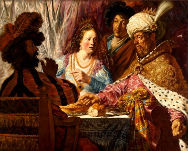 The Feast of Esther - Jan Lievens - Google Cultural Institute. Free illustration for personal and commercial use.