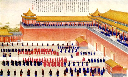The Emperor is presented with prisoners at the Wu-men 1828