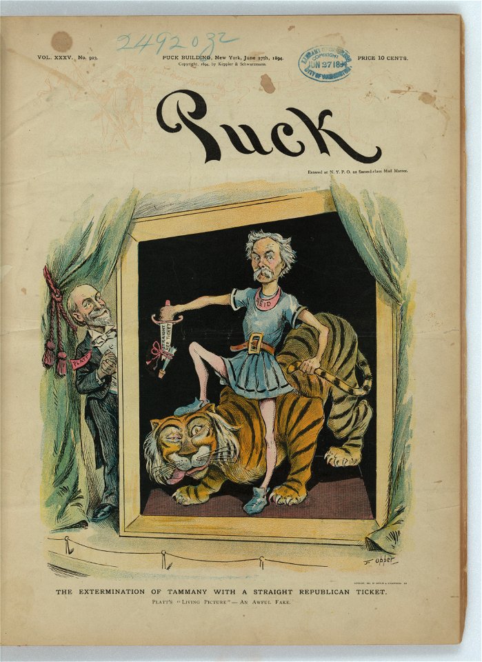 The extermination of Tammany with a straight Republican ticket - F. Opper. LCCN2012648733