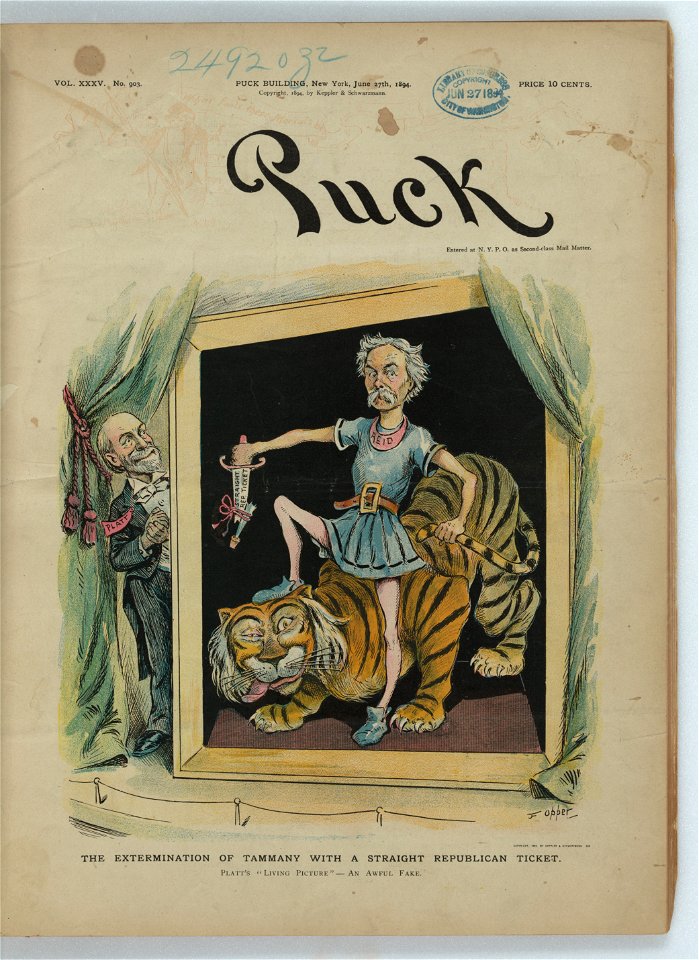 The extermination of Tammany with a straight Republican ticket - F. Opper. LCCN2012648733. Free illustration for personal and commercial use.