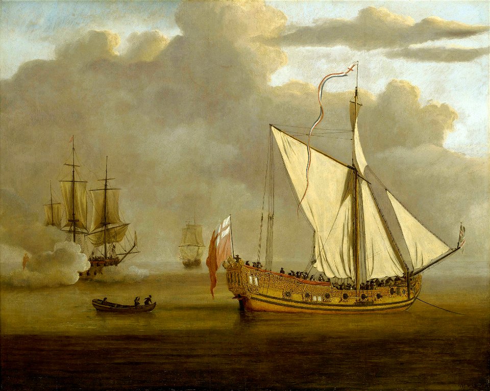 The English Yacht 'Portsmouth' at Anchor RMG BHC3556