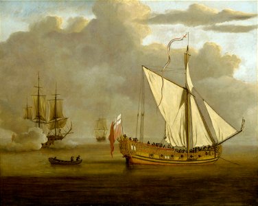 The English Yacht 'Portsmouth' at Anchor RMG BHC3556