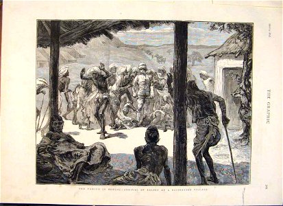 The Famine in Bengal, arrival of relief at a distressed village - The Graphic 1874