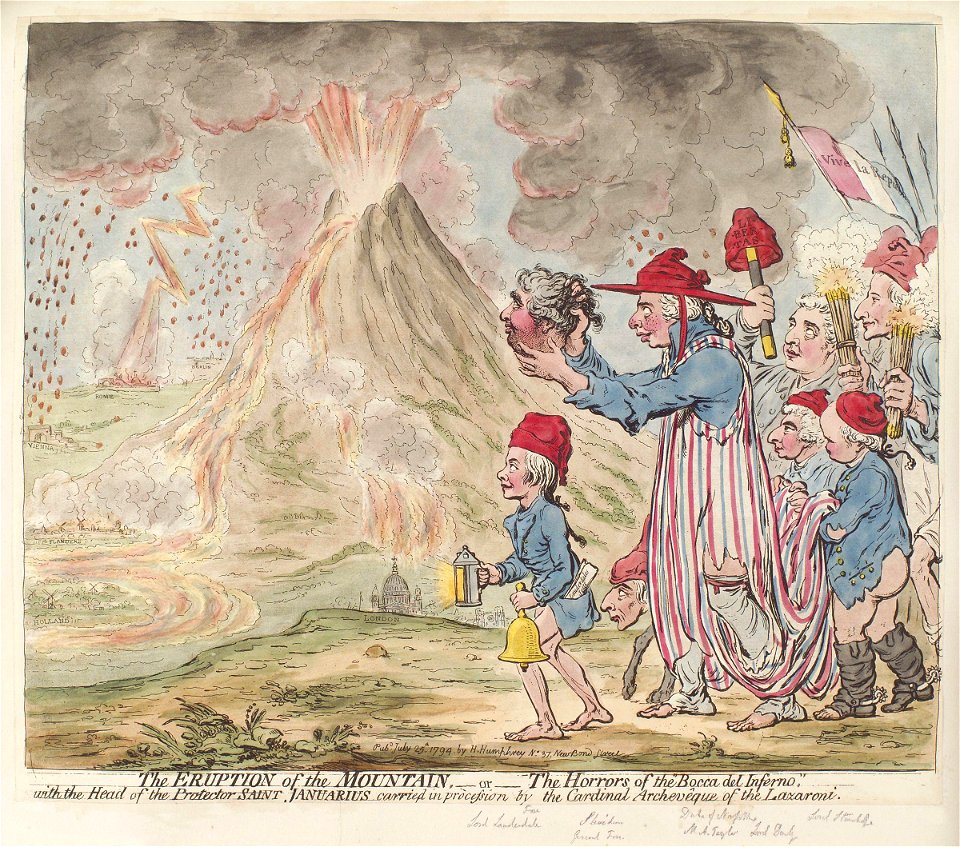 The eruption of the mountain, - or - the horrors of the 'Bocca del Inferno by James Gillray