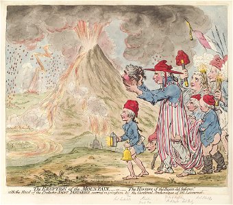 The eruption of the mountain, - or - the horrors of the 'Bocca del Inferno by James Gillray. Free illustration for personal and commercial use.