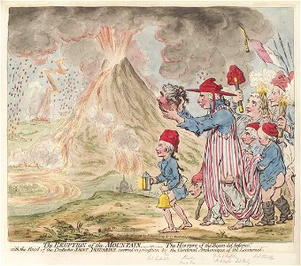 The eruption of the mountain, - or - the horrors of the 'Bocca del Inferno by James Gillray